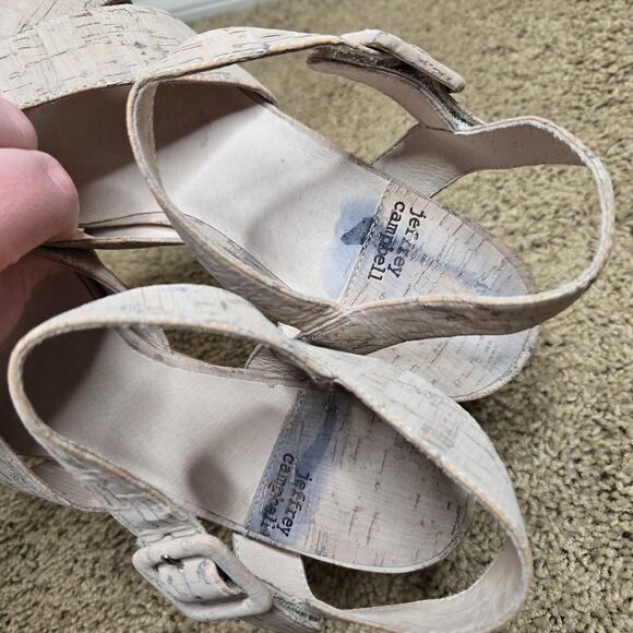 JEFFREY CAMPBELL Amma White Washed Cork Platform Heels Size 9 - Picture 3 of 6